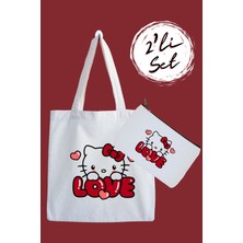 Belirtilmemiş Hello Kitty Love Su Geçirmez Bez Çanta ve Kalemlik 2'li Avantaj Seti