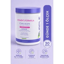 Purple Women's Formula Collagen Tip 1-2-3 Hidrolize Kolajen – 13 Vitamin 8 Mineral, Hyalüronik Asit, Bromelain, Kolin – 450gr 30 Servis