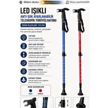 Livenda Led Işıklı Anti-Şok Ayarlanabilir Teleskopik Yürüyüş Batonu Katlanabilir Baston