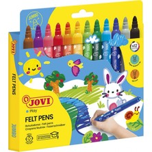 Jovi 1712 Jumbo Keçeli Kalem 12 Renk - 5.8 mm Kalın Uçlu (Maxi Format), Çökmeyen Dayanıklı Uç, Havalandırmalı Güvenlik Kapaklı Boyama Kalemi