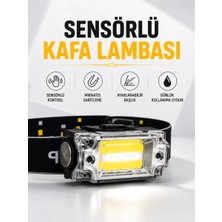 Uslucan Alışveriş Sensör Kontrollü Şarjlı Beyaz LED Kafa Lambası ve El Feneri