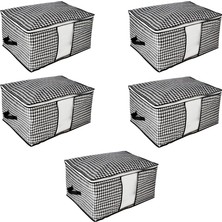 Happy Trend Aee® 5 Adet Mega Boy Pencereli Hurç Seti 64X46X34 Büyük Boy Yorgan Hurcu Battaniye Yastık Baza Altı Dolap Üstü Çeyiz Bohçası Düzenleyeci Organizer