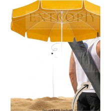 Happy Trend Aethra 220CM 10 Telli Premium Plaj ve Bahçe Güneş Şemsiyesi Kalın Su Geçirmez Kumaş Kılıflı Cırt Cırt Hediyeli - Fiberglass - Teras Tatil Seyahat Balkon Gölgelem Çözümleri