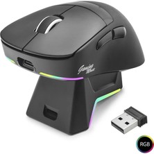Uslucan Alışveriş Kablosuz Gaming Rgb Mouse Şarj Standlı - Siyah MF1216B