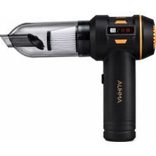 Auhma Ahv-20 22.000PA 100W Kablosuz Araç Süpürgesi LED Işıklı 6000MAH Brushless Motor Hava Üfleme Çekme Siyah