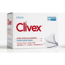 Clivex Steril Gaz Kompres 7,5x7,5 cm 100 Adet 4 Kat