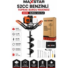 Maxstaryüksek Performanslı 52CC Benzinli Toprak Burgu Makinesi 20CM Burgu | Fidan Dikme Çukur Açma Delme