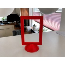 Bezos 3D Baskı Modern Fotoğraf Çerçevesi - Masaüstü ve Raf Üstü Dekoratif Resimlik-Kırmızı