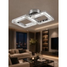 Yakamoz Model 2"li Gümüş 3 Renk Modu Ledli Modern Tavana Sıfır Salon Mutfak Çocuk Yatak Odası LED Avize