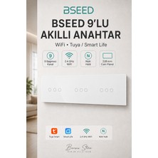 BSEED BSEED Beyaz 9 Tuş WiFi Akıllı Dokunmatik Anahtar – Tuya Smart Life, Nötr Hatlı