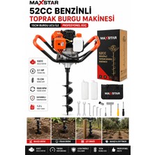 Maxstaryüksek Performanslı 52CC Benzinli Toprak Burgu Makinesi 15CM Burgu | Fidan Dikme Çukur Açma Delme