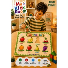 My Kids Room Meyveler Ahşap Bul Tak Puzzle 2-5 Yaş Eğitici Öğretici Montessori Yapboz