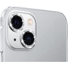Piili iPhone 13 / 13 Mini Taşlı Hd Kamera Lens Koruyucu – Gümüş
