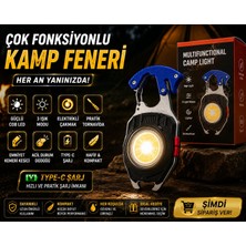 Çok Amaçlı Kamp Feneri Birden Fazla Fonksiyonlu Fener Anahtarlık USB Çakmaklı Cam Kırıcı Kemer Kesici Açacak
