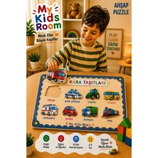 My Kids Room Kara Taşıtları Ahşap Bul Tak Puzzle 2-5 Yaş Eğitici Öğretici Montessori Yapboz