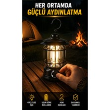 Retro Kamp Lambası Şarjlı & Pilli Fanus Fener Dimmer Özellikli Suya Dayanıklı