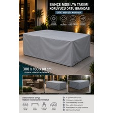 Cocem Bahçe Mobilyası Brandası 300X160X80 cm Su Geçirmez Koruyucu Örtü Masa Sandalye Koltuk Takımı Brandası