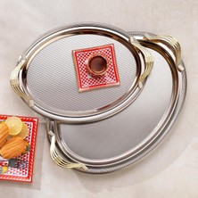 Schafer Ela 2 Li Oval Çay Tepsisi-Oval Kulp