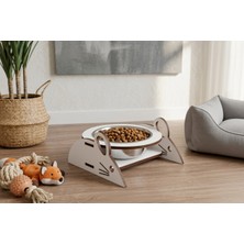 IdeaFabric Yükseltilmiş Kedi Mama Kabı Ahşap Fare Tasarım (Mama Kabı Hariç)