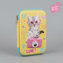 Bakgelal Studio Pets 3D Kabartmalı Kalem Kutusu Kedi Köpek Desenli Fermuarlı Bölmeli Okul Kalemliği Büyük
