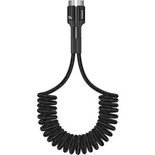 BASEUSONLINE Baseus Fish-Eye 100W Pd Type-C To Type-C E-Marker Çipli Yaylı Örgülü 480 Mbps Şarj ve Veri Kablosu Siyah