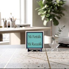 Miawiki Dualı ve Esma-Ül Hüsnâ Temalı “yâ Fettâh Yâ Rezzâk” Dekoratif Objesi, Şık Masaüstü Aksesuarı 10X10 cm