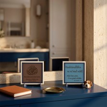 Miawiki Kütüphane ve Kitaplık Rafları Için Estetik O Ne Güzel Vekildir Metni ve Meâlli Bismillâhirrahmânirrahîm Dekoratif Objesi 10X10 Cm, Açık Kahve - Gök Mavi