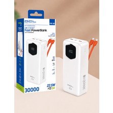 Acl PW-138 30000 Mah 22.5W Hızlı Şarj Powerbank (Kendinden Kablolu Type-C & Lightning / LCD Göstergeli / 3A)