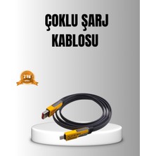 65W 4’ü 1 Arada Örgülü Hızlı Şarj Kablosu Usb-C Usb-A Çoklu Şarj Dayanık - HBSBRD8030-6