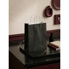 Tafu Global 25 Adet 18X8X24CM Lüx Beyaz Sap Siyah Karton Çanta / Kağıt Çanta