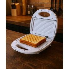 Sarıboğa Mini Tost Makinesi 750W Kolay Temizlenebilir Yüzey Modern Beyaz Renkli Tasarım
