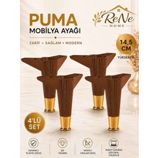 Rene Home 14,5 cm Puma Mobilya Ayağı (4 Adet Ceviz-Altın) Robot Süpürge Uyumlu Baza,koltuk,tv Ünitesi,mobilya ,dolap Ayağı