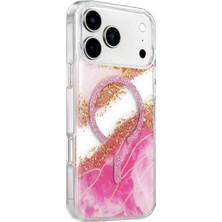 Aslanoğlu Store Mey Ithalat®   iPhone 17 Pro Max Lotus Simli Magsafe Kapak - Pembe