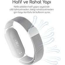 TeknoKapsül Xiaomi ile Uyumlu Mi Band 10/9/8 Için Milano Loop Metal Hasırlı Kordon Manyetik Tasarımlı Terletmeyen Hafif Yapılı Bileğe Göre Ayarlanabilen Deformasyona Dayanıklı Paslanmaz Kayış