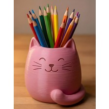 3D Layer Craft Sevimli Pembe Kedi Tasarımlı Kalemlik Masaüstü Organizer