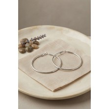 Rumo 316L Çelik Gümüş Renk 46 mm Halka Küpe