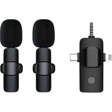 Brf Store Fhm-Prıme Daytona K9-C2 Wireless 3ın1 (Kablosuz Mikrofon) Type-C - Lightning -3,5mm Jak Çiftli Yaka