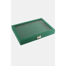 Zero Land Spt-Gld Cam Kapaklı Anfora Kumaş Kelepçe Yüzük Standı 24X34 cm Yeşil