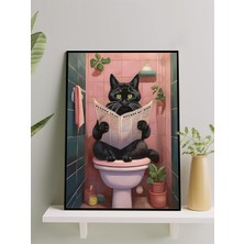 Brf Store Fhm-Prıme Postermanya Cat News, Tuvalet Kedi Gazetesi Dijital Sanat Çerçeveli Tablo - Çerçeveli Post