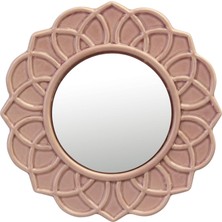 Brf Store Fhm-Prıme Stonebriar Dekoratif 9" Soluk Pembe Yuvarlak Çiçekli Seramik Vurgulu Duvar Aynası, Ekli As