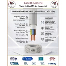 Öznur 3x2,5 NYM Antigron Elektrik Kablosu - %100 Bakır - 2 Metre