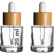 Brf Store Fhm-Prıme Afracam Damlalık 20 ml Şeffaf Bambu Kapaklı Cam Şişe 20 cc Dropper Ahşap Beyaz (2)