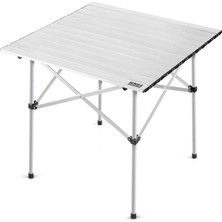 Happy Trend Kamp Masası, Güçlendirilmiş Alüminyum Katlanabilir Outdoor Masa, Piknik Masası, Menteşeli Sistem, Dayanıklı Sağlam Gövdeli Kamp Masası, Taşınabilir Hafif, 3-4 Kişilik, 70X70X60CM Gümüş