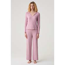 Catherine's Pointel Kumaş Pat Detaylı Rahat Kesim Pijama Takımı