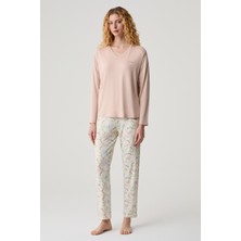 Catherine's Çiçek Desenli V Yaka Pijama Takımı