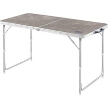 Happy Trend Portatif Kamp Masası, 3 Yükseklik Ayarlı, Katlanır Piknik Masası, Kolay Taşınabilir Alüminyum Masa - 120X60 - Mermer Desenli