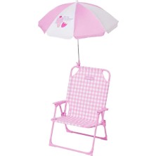Happy Trend Flamingueo Fragola Çocuk Plaj Sandalyesi, Upf 50+ Güneş Korumalı Şemsiyeli, Polyester Kumaş ve Paslanmaz Çelik Iskelet, Mor