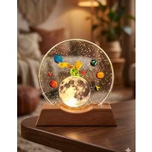 Margo Toys Küçük Prens ve Gezegenler Temalı Ahşap Tabanlı 3D Akrilik Gece Lambası