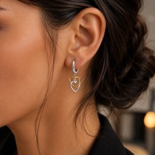 Novada Silver 925 Ayar Halka Kalp Detaylı Gümüş Küpe