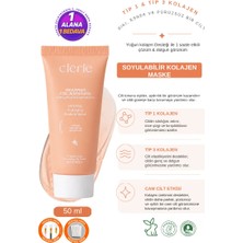 Clerie Soyulabilir Kolajen Yüz Maskesi, Tip 1 ve Tip 3 Hidrolize Kolajen, Niacinamide Seramid 50ml